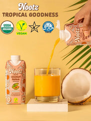 Nootz Organic Coconut Papaya Smoothie 11 Fl Oz, 12 Pack – Blend of Coconut, Papaya and Lime – Clean, Better-For-You, Harmless Ingredients - Natural Hydration with MCTs, Electrolytes and Vitamin C - Vegan, USDA Organic, Kosher & Halal