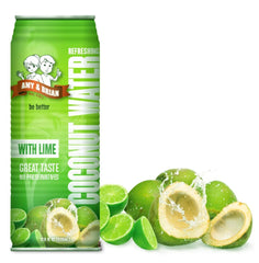 Amy & Brian Pure Coconut Water with Lime, Non-GMO, No Sugar Added, Refreshing and Hydrating Real Coconut Water, 17.5 Fl Oz (Pack of 12)