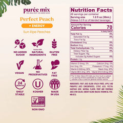 Smartfruit Perfect Peach + Energy – 100% Real Fruit Purée with Peach, Apple & Pineapple – Great for Smoothies, Juice, Yogurt, Cocktails, Teas – High in Niacin & Vitamin A, B6, B12 – 2-Pk, 48oz Each