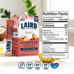 Laird Superfood Tropical Punch Hydrate Coconut Water 10ct, 0.3 OZ