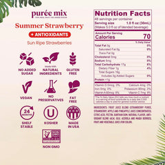 Smartfruit Summer Strawberry + Antioxidants – 100% Real Fruit Purée with Strawberries, Apple & Pineapple – Great for Smoothies, Juice, Yogurt, Cocktails, Teas & More – 48oz