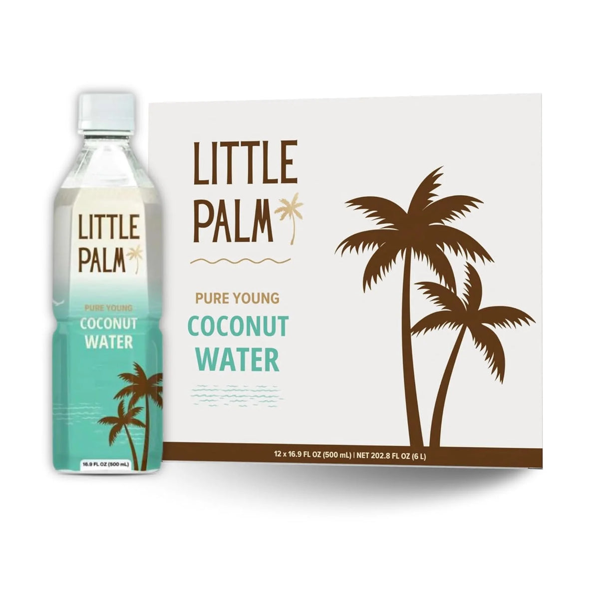 Little Palm - Pure Coconut Water, Made from Young Coconuts, No Sugar Added, Non-GMO, Natural Hydration, Electrolytes, 16.9 fl oz, Packaging May Vary (12-Pack, Original)