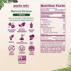 Smartfruit Harvest Greens + Detox – 100% Real Fruit Purée with Kiwi, Cucumber, Kale, Spinach, Lemongrass, Apple, Banana – Great for Smoothies, Juice, Yogurt, Cocktails, Teas & More – 48oz