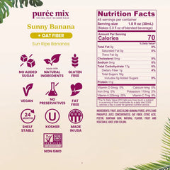 Smartfruit Sunny Banana + Oat Fiber – 100% Real Fruit Purée with Banana, Apple & Pineapple – Great for Smoothies, Juice, Yogurt, Cocktails, Teas & More – High in Vitamin A – 2-Pk, 48oz Each