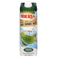 Iberia 100% Pure Organic Coconut Water, 1 Liter , 33.8 Fl Oz (Pack of 3)