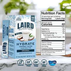 Laird Superfood Original Hydrate Coconut Water 10ct, 0.3 OZ